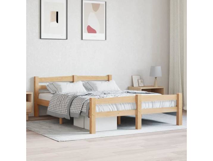 Structure de lit - VIDAXL - Bois de pin massif 120x200 cm - Brun - Contemporain - Design