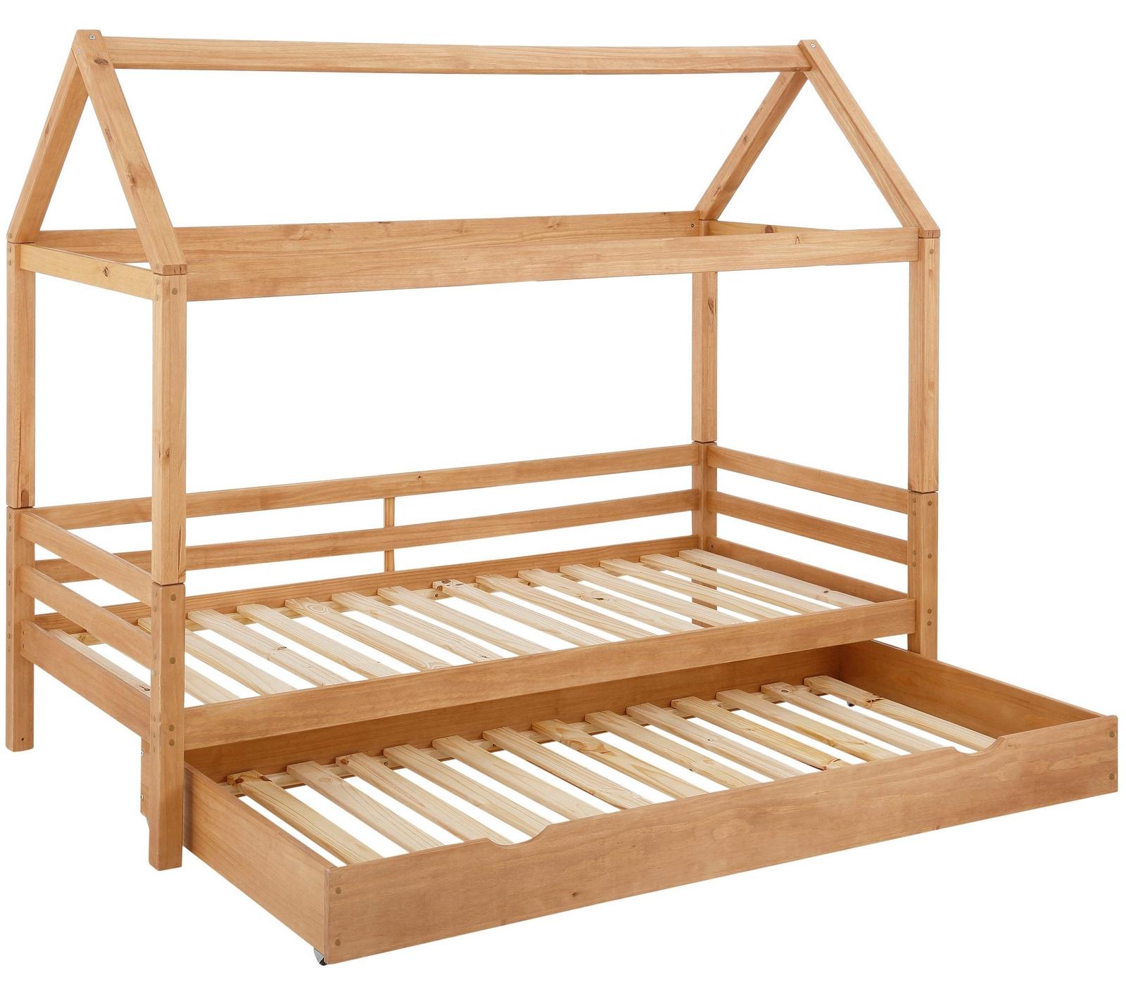 Hausbett >Athen2< in Natur, Natur/Kiefer - 208x165x98cm (BxHxT)