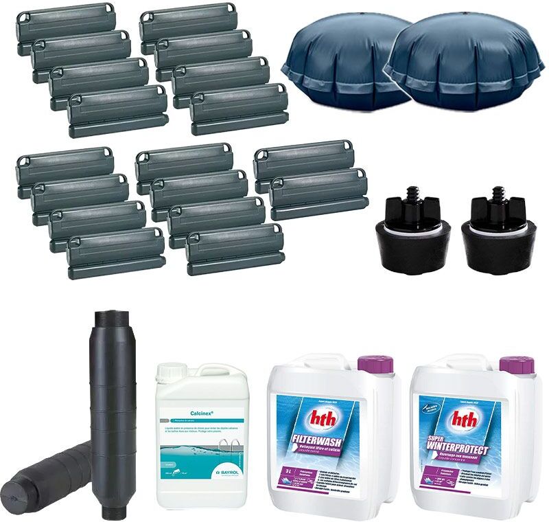 Azialo Kit hivernage complet 7-en-1 spécial piscine bois - M - longueur de 6 à 9m