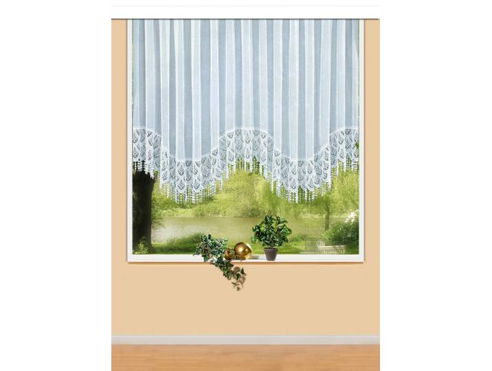 Blumenfenster-Store mit Plauener Spitze, Weiss, Größe 225 (160x600 cm)