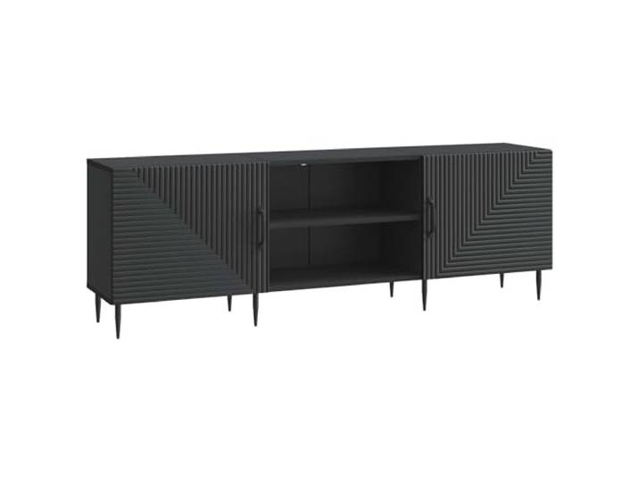 hliofuir TV-Schrank Schwarz 150x31x50 cm Holzwerkstoff Lowboard Schlankes Entertainment Board für Wohnzimmer und Schlafzimmer mit großzügigen Fächern sowie robusten Beinen.