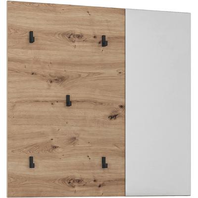 Garderobenpaneel OTTO HOME "FJELL, Breite 80cm, 5 Haken, Spiegel", braun (artisan eiche nachbildung), B:80cm H:80cm T:6cm, Holzwerkstoff, Garderobenpaneele, Garderobenpaneel