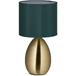 Relaxdays Nachttischlampe Touch dimmbar, moderne Touch Lampe, 3 Stufen, E14, Tischlampe mit Kabel, 33,5 x 18 cm, messing