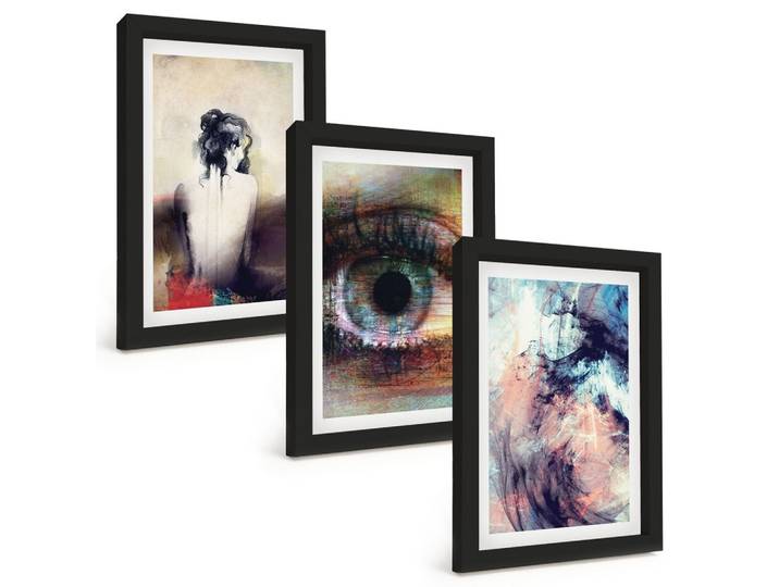BILDER SET 3er Set - 20x30 cm Schwarzer Rahmen - Porträt einer Frau mit abstrakten Emotionen