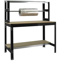 SimonRack Werkbank für Werkstatt, 910x760 mm, Rollenhalter, Tragfähigkeit 400 kg, Schwarz - BT-4