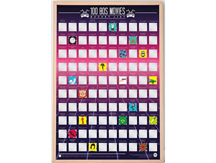 Gift Republic 80s Movies 100 Bucket List Scratch Poster, Wit, 42 x 60 cm