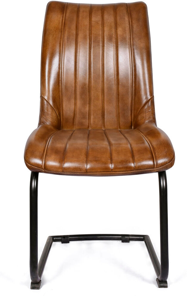 Borough Wharf 48cm H Genuine Leather Upholstered Dining Chair Brown 91cm H X 48cm W X 61cm D