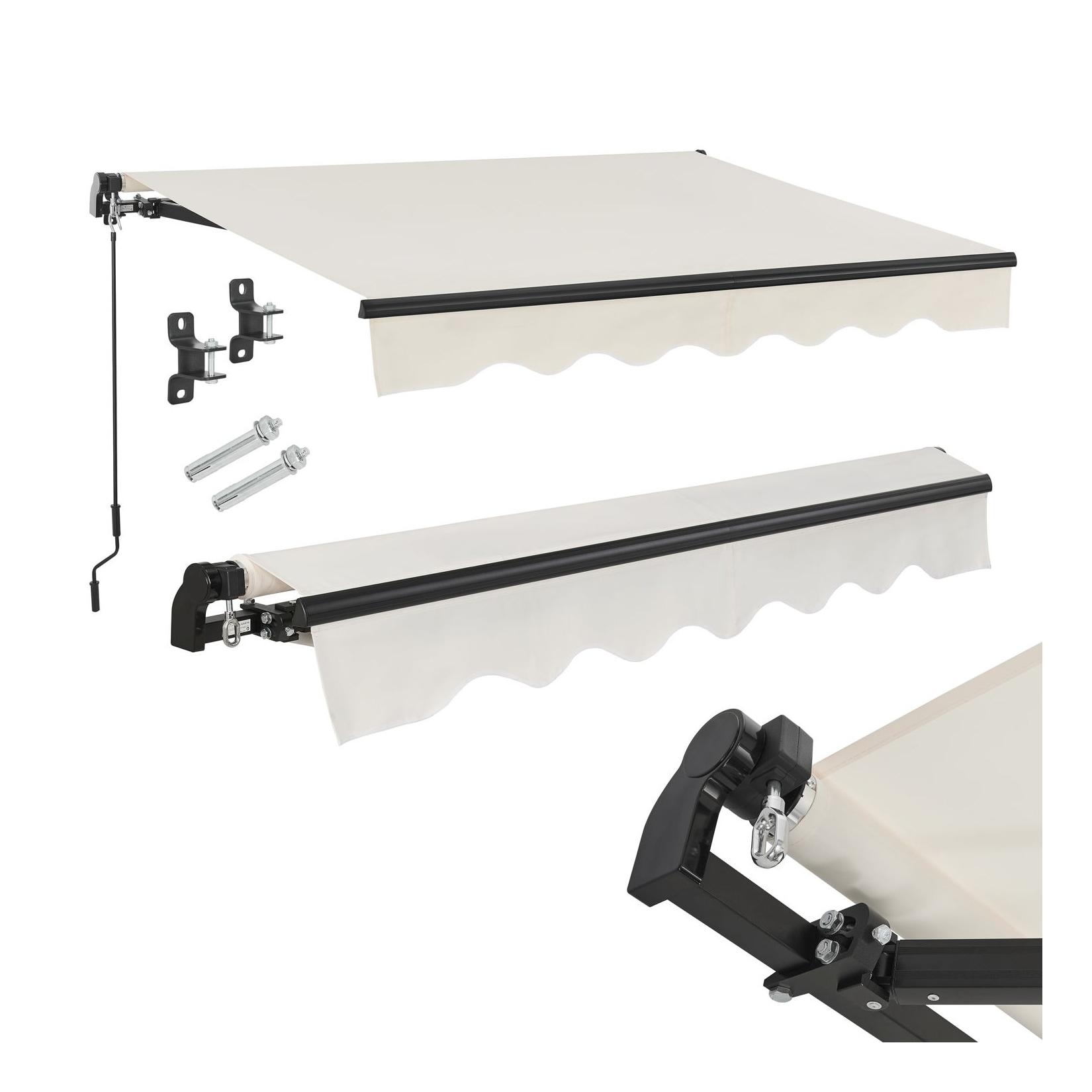 Juskys Markise 250 x 200 cm für Terrasse & Balkon - mit Kurbel & Halterung - Gelenkarmmarkise Beige