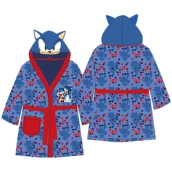COFI 1453 Sonic the Hedgehog Kinder Bademantel Blau 134/140 mit Kapuze & Gürtel