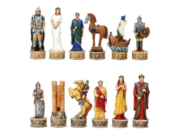 Figuren Shop GmbH Spiel Schachfiguren Set - Kampf Troja - Veronese Schach Figuren Mythologie