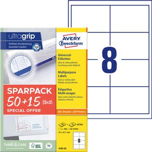Zweckform Universaletiketten 4782-65, weiß, 97 x 67,7mm, 65 Blatt, 520 Stück