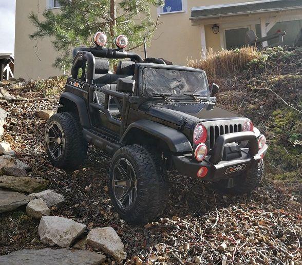 Kinder Elektro Jeep 4x4 Allrad in schwarz Kinderfahrzeug 12V 2-Sitzer