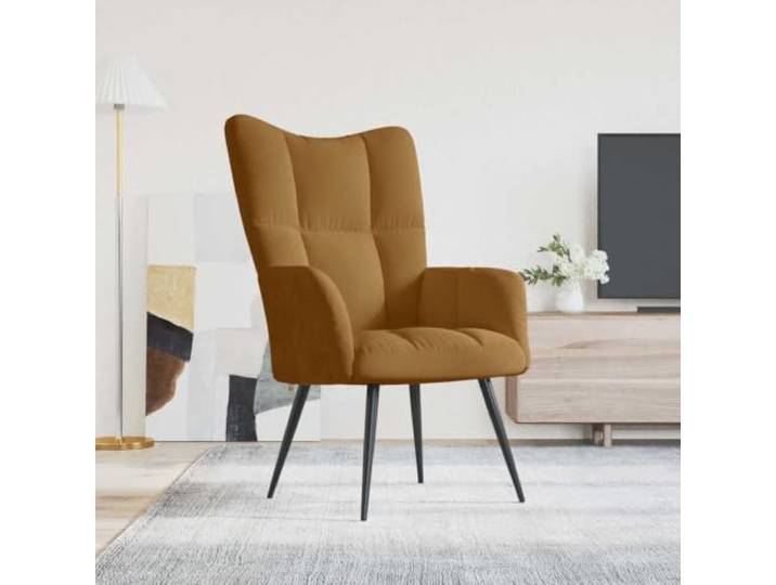 HEFZGDB Relaxsessel Braun Samt Moderner Blockmuster Design mit Stahlgestell und weichem Samtbezug für optimalen Sitzkomfort und Elegante Einrichtung