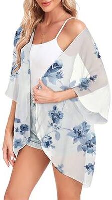 Silver Stone Store Women's Chiffon Tops Lightweight, Beach Fashion Cardigan Cover ups, Open Front Shirts For Summer c s