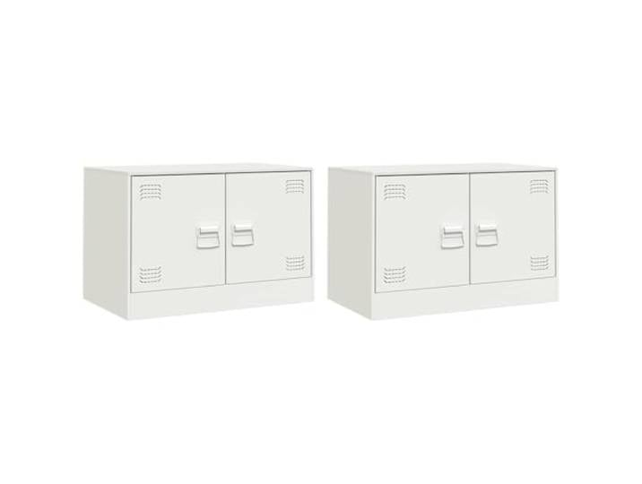 GHVBNMF 2er Set TV-Schrank Weiß 67x39x44cm Kaltgewalzter Stahl Lowboard Praktisches 2er-Set aus robustem Metall für Wohnzimmer und Schlafzimmer mit geschlossenen Fächern für Ordnung.