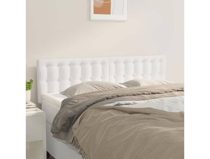 Têtes de lit 2 pcs Pour Lit adulte-Décoration murale Blanc 72x5x78/88 cm Similicuir SHL4476