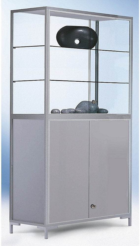 kaiserkraft LINK Staufachvitrine, Verglasung 4-seitig, mit Unterschrank, HxBxT 1860 x 1500 x 400 mm