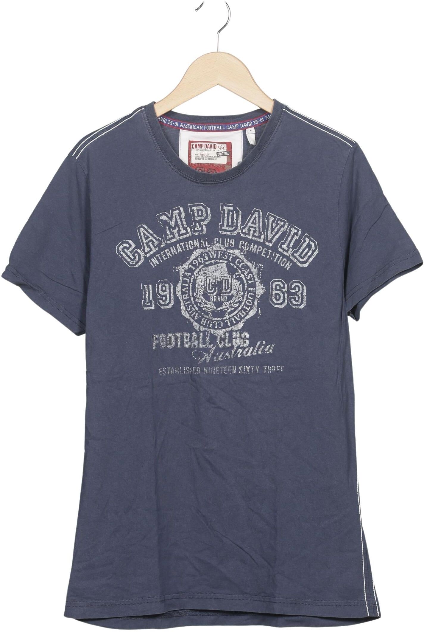 Camp David Herren T-Shirt, Marineblau, Gr. L, Baumwolle - Second Hand