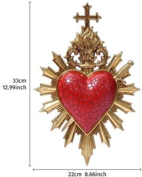 Uplift Essentials Heart Flame Piercing Arrow Pendant Modern Gothic Resin Wall Art Artistic Romantic Sculpture For Home Decor gold