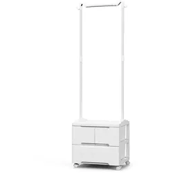 Helloshop26 - Kleiderständer auf Rollen 46 x 38 x 157 cm großer Stauraum minimalistisches Design weißer Kohlenstoffstahl 20_0013178