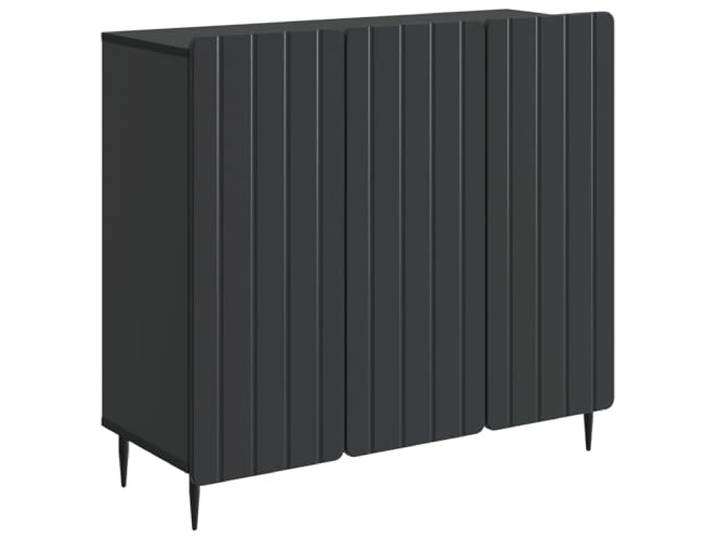 KGFHERENB Sideboard Schwarz 89x34,5x82cm Kommode 3 Türen Holzwerkstoff Kompakte Anrichte für Wohnzimmer und Essbereich mit 3 Schwenktüren, stabilen Stahlbeinen und hoher Belastbarkeit.