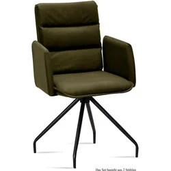 ARMLEHNSTUHL (2er-Set) Dianne 52x92x60 Schwarz/Khaki