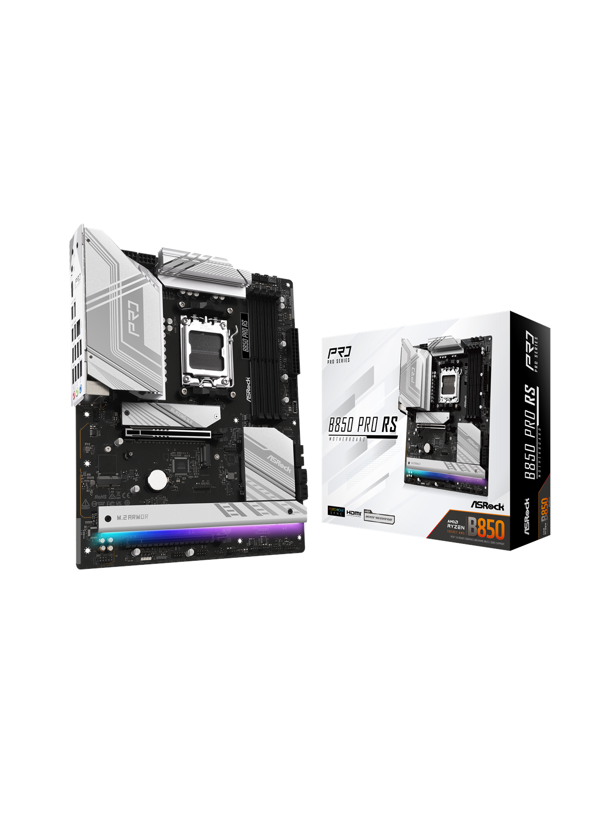 ASRock B850 Pro RS Mainboard - AMD B850 - AMD AM5 - DDR5 RAM - ATX