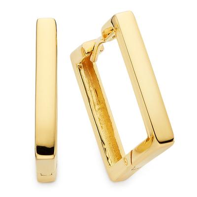 Paar Creolen BRUNO BANANI "Schmuck Geschenk Ohrschmuck gelbgoldfarben vergoldet quadratisch", gold (gelbgoldfarben), Ohrringe, Damen, Silber 925 (Sterlingsilber)
