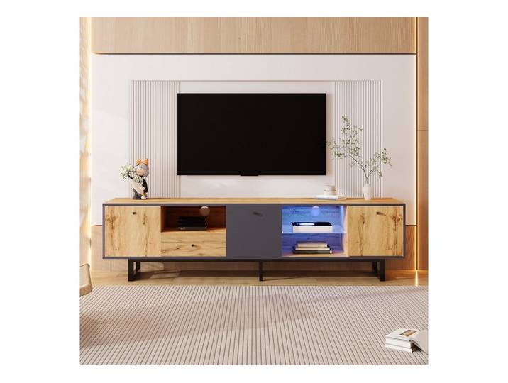 muvano TV-Schrank TV-Lowboard 190 cm mit LED Beleuchtung und App Steuerung