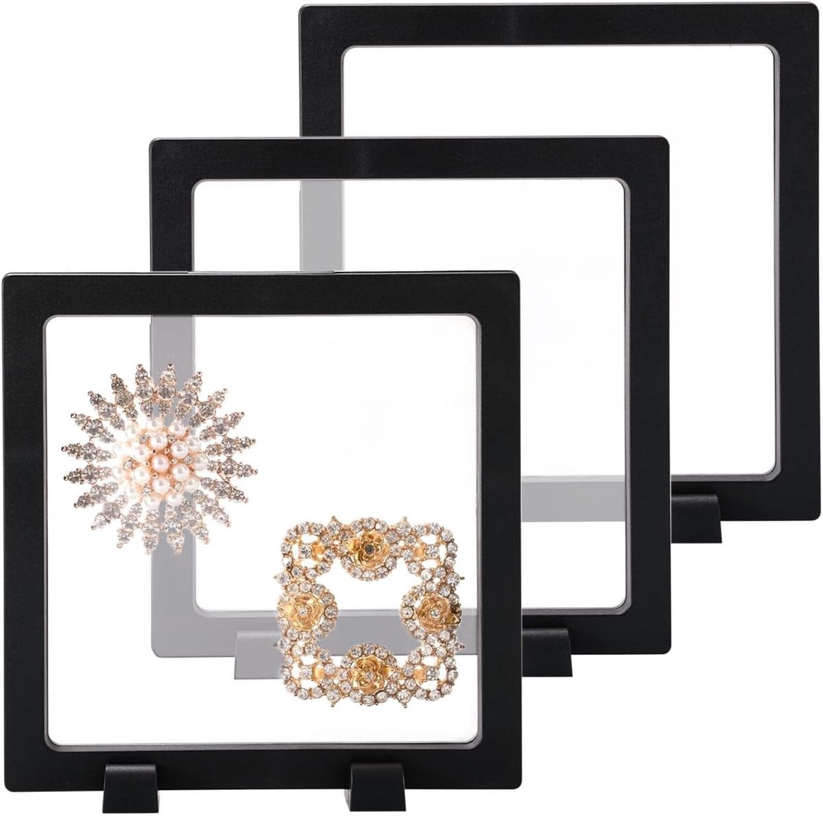 3 Stuks Zwevende Display Frames voor Munten, Medailles en Sieraden - Transparant 3D Effect