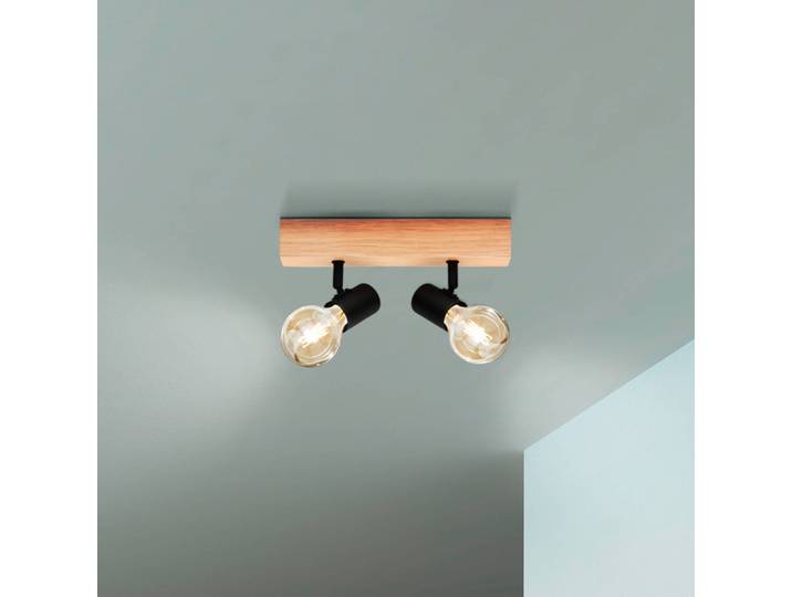 EGLO Deckenleuchte Townshend 3 aus Holz, zweiflammig Townshend, dimmbar, Holz hell, für Wohn- / Esszimmer, Holz, Landhaus / Rustikal, Deckenlampe