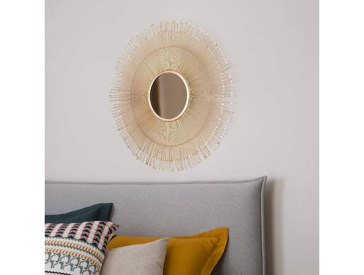 HABITAT - Miroir rond en fer - 90 cm - Doré - Olga
