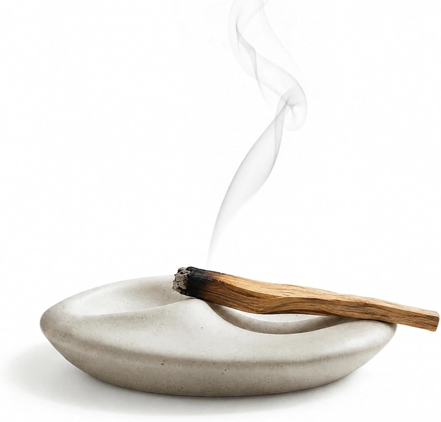 Homevero Wierookhouder met ronde uitsparing in cement, minimalistisch design, 20 x 10 cm
