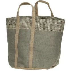 Chic Antique Jute Korbtasche mit Henkel, grün