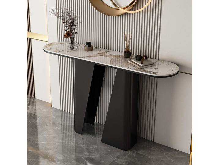 Table d'entrée vintage, console moderne de style nordique avec miroir, Tavolo Consolle Allungabile, meubles d'entrée