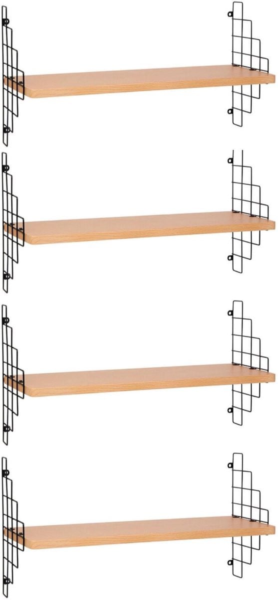 Ostaria Wandplank Carole 4-pack - Bruin/Zwart - 50 cm