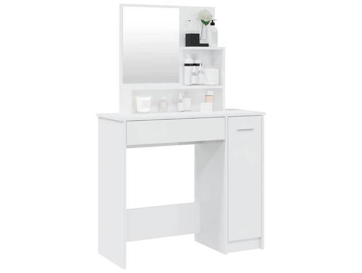 Magnifique Coiffeuse avec miroir blanc brillant 86 5x35x136 cm - design polyvalent - pour maison - Blanc 28.77 kg 2026_270986