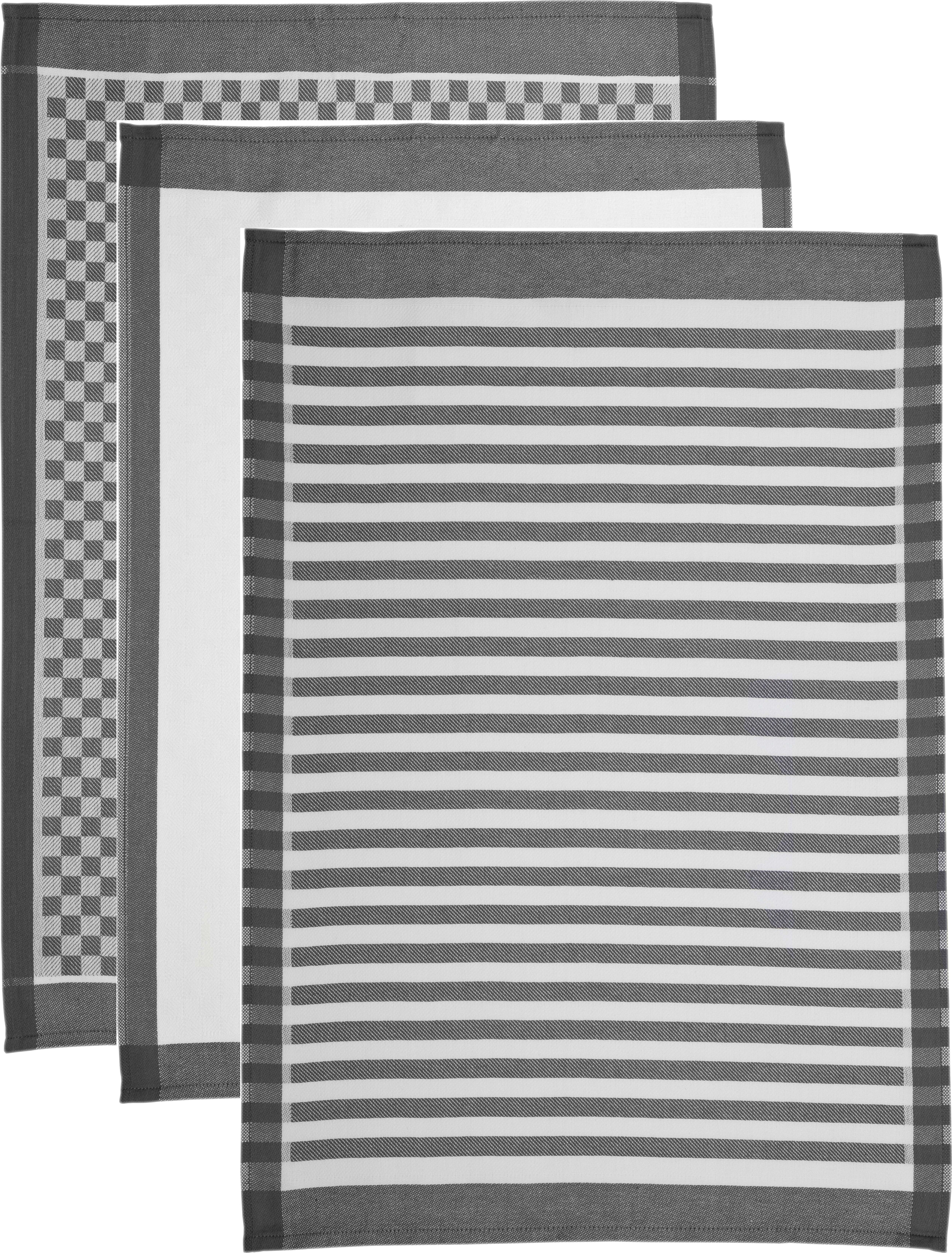Geschirrtuch ROSS "SUPERIOR", grau (anthrazit, weiß), B:50cm H:0,5cm L:70cm, 100% Baumwolle, Geschirrtücher, Geschirrtuch