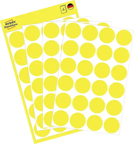 Avery-Zweckform 3007 Markierungspunkte Etiketten Ø 18mm Gelb 96 St. Permanent haftend Papier