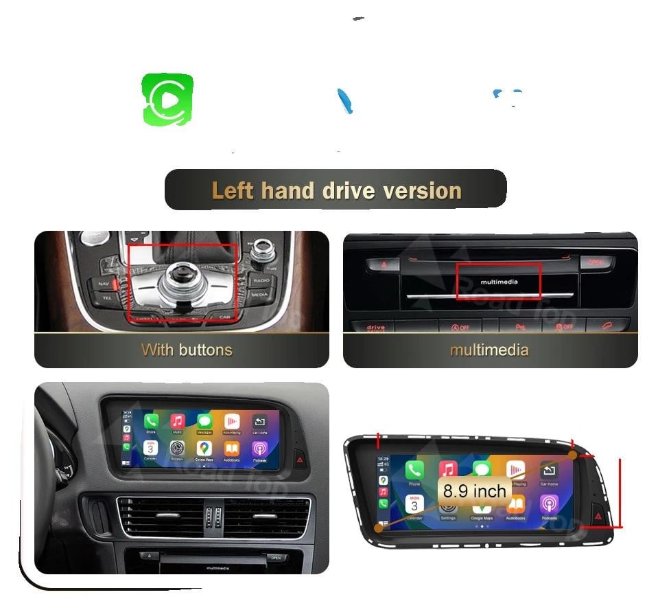 OEM Multimediascherm 8,9 inch Touchscreen Display voor Audi 8.9 LHD MMI 3G Zwart
