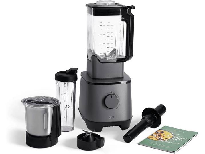 Springlane Standmixer Hochleistungsmixer Hanno - Mixer für Smoothies & mehr, 2000 W, inkl. Edelstahlmixbehälter & To-Go-Mixflasche