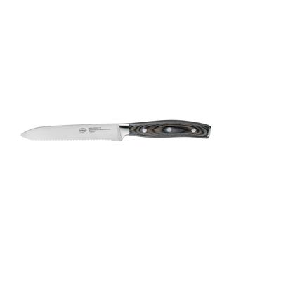 Universalküchenmesser RÖSLE "WOLFGREY, 13 cm, Griff Pakka", silberfarben, Klingenlänge 13cm, X50 CrMoV15 Klingenstahl, Kochmesser