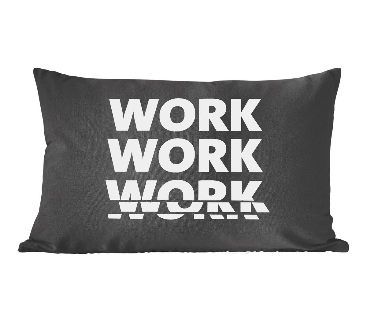 Sierkussen met quote Work, work, work, work in wit, 60 x 40 cm
