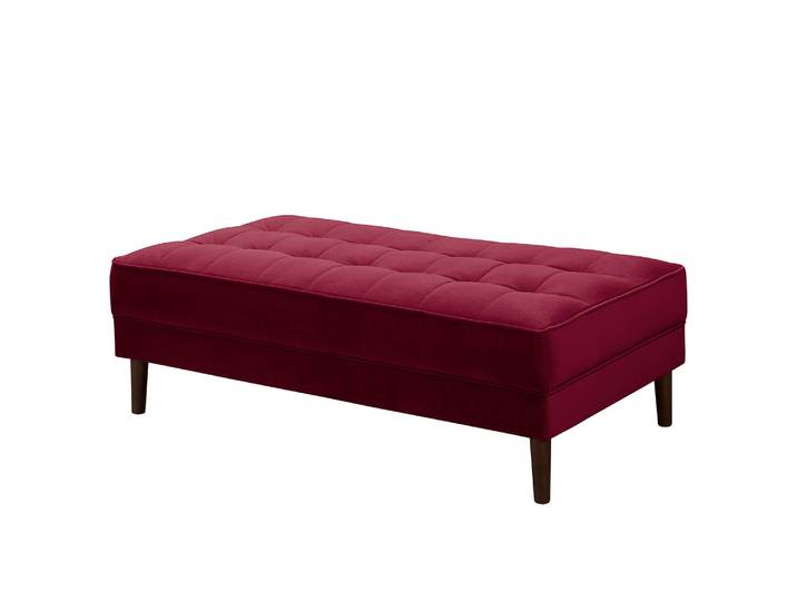 Hockerbank 124 x 43 x 69cm Rot/Dunkelrot Samt Vaia: Dunkelrot