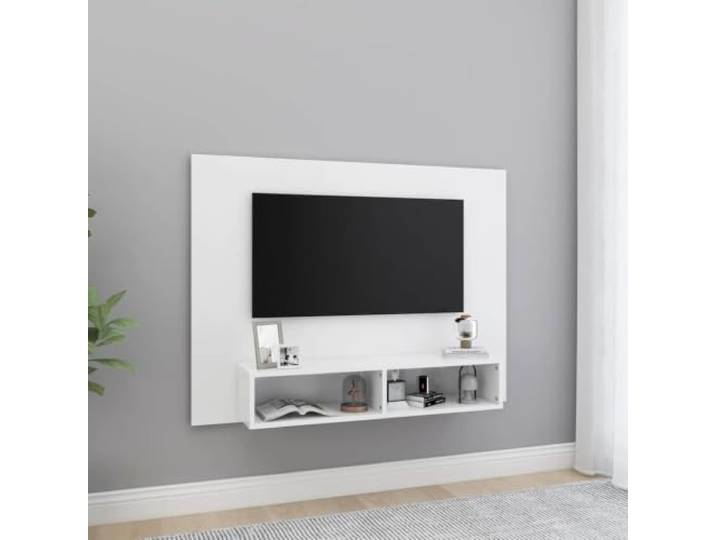 HEFZGDB TV-Wandschrank Weiß 120x23,5x90 cm Holzwerkstoff mit offenen Fächern und Stabiler Oberplatte für HiFi-Anlagen und Dekoartikel, langlebiger Medienregal Aufbewahrung