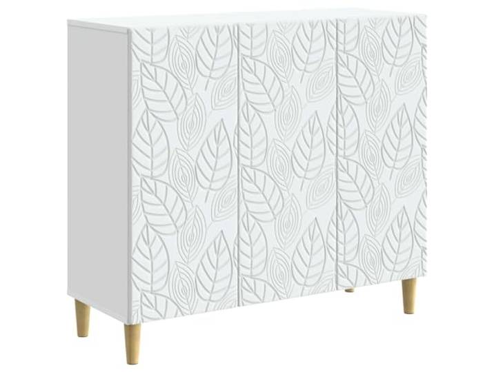 Makastle Sideboard Wohnzimmer 89 x 34,5 x 80 cm Weiß Holzwerkstoff mit 3 Türen und 2 Regalen