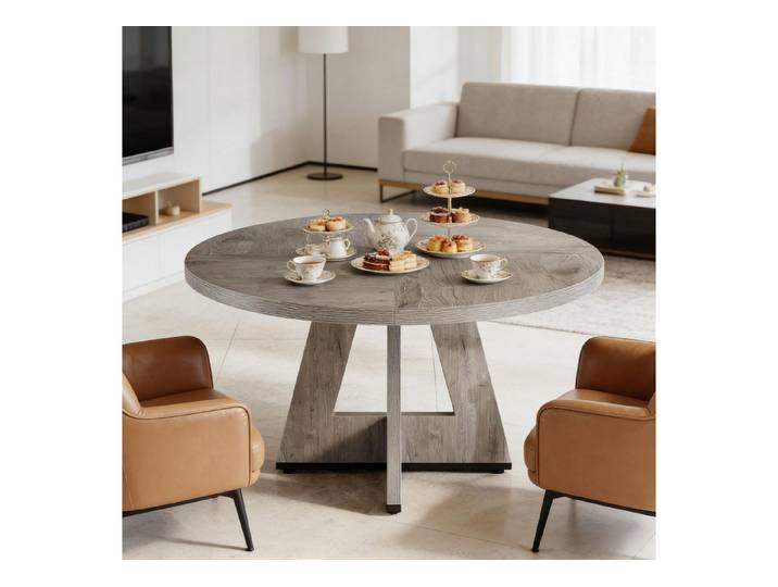 Celya Esstisch Runder Bauernhaus Kaffeetisch,Großzügigen Design Esstisch (ohne Stühle, 120 cm Durchmesser, bietet Platz für vier Personen)