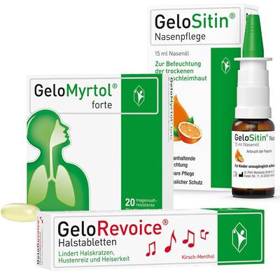 GeloMyrtol forte der pflanzliche Schleimlöser & GeloRevoice Halstabletten Kirsch-Menthol 1 St