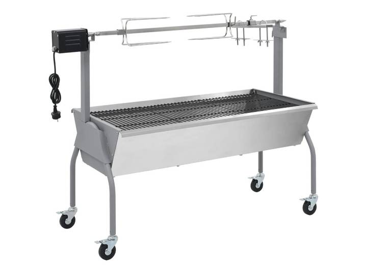 vidaXL Spanferkelgrill Metzgergrill Mit Elektrischem Antrieb, Silberfarben, Metall, 55.1x100.5x128.8 cm, Grills, Holzkohlegriller