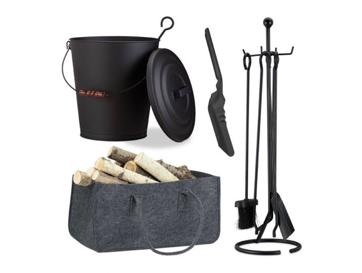 Relaxdays ensemble complet de cheminée, 8 pièces
